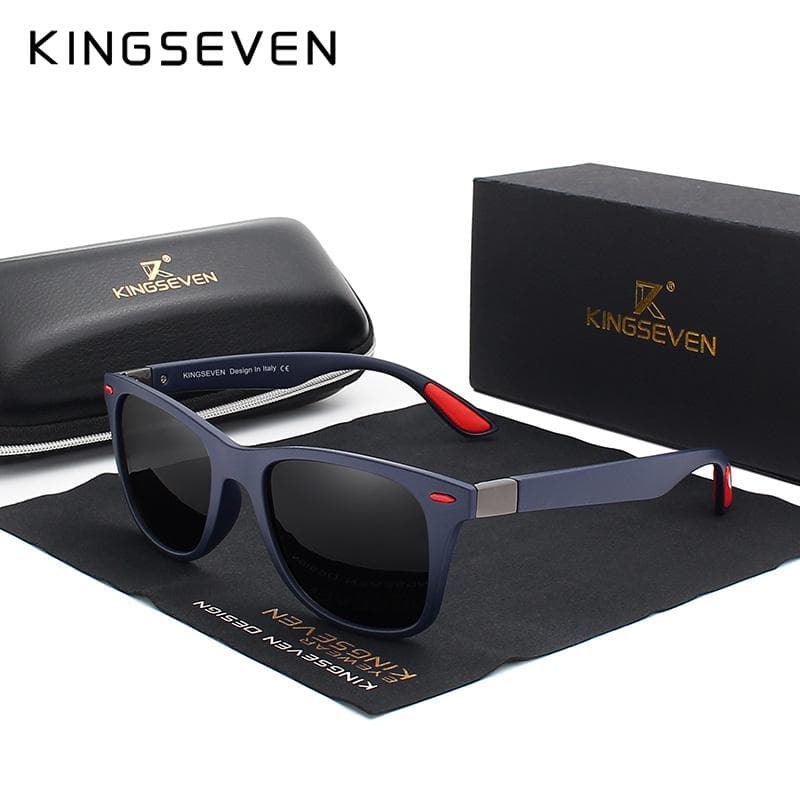 Original KINGSEVEN Classic Polarized Sunglasses Men Women Driving Square Frame Sun Glasses M blue/gray