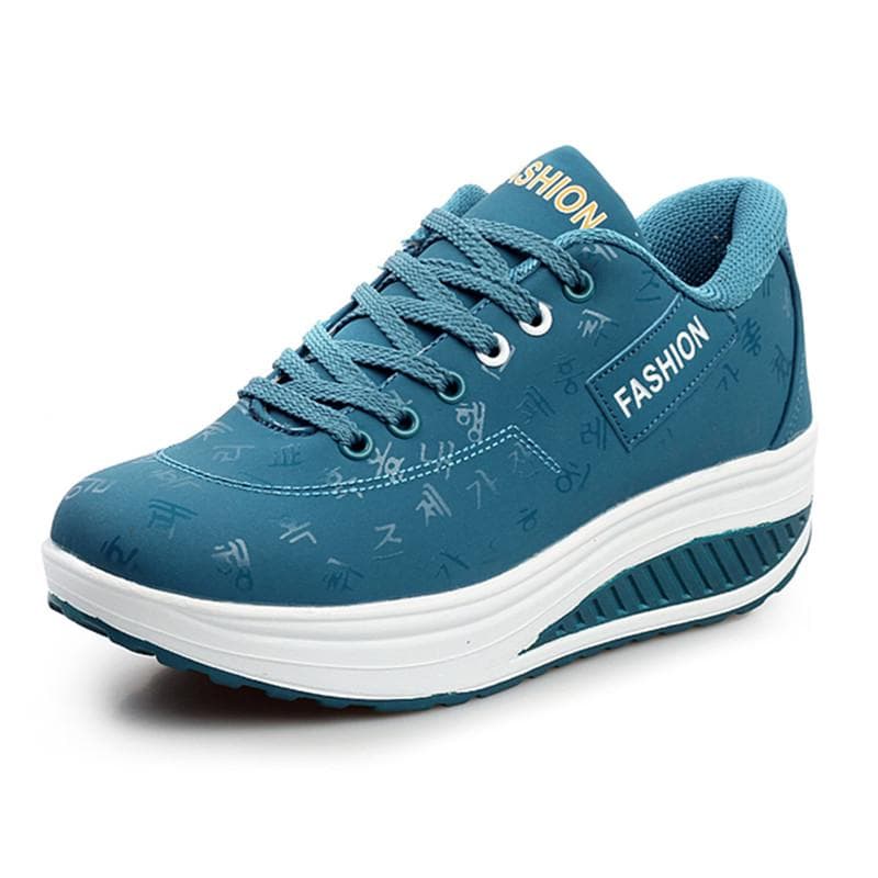 Women's Casual Sports Comfortable Breathable Flat Bottom Increased Casual Platform Shaker Shones 42 blue