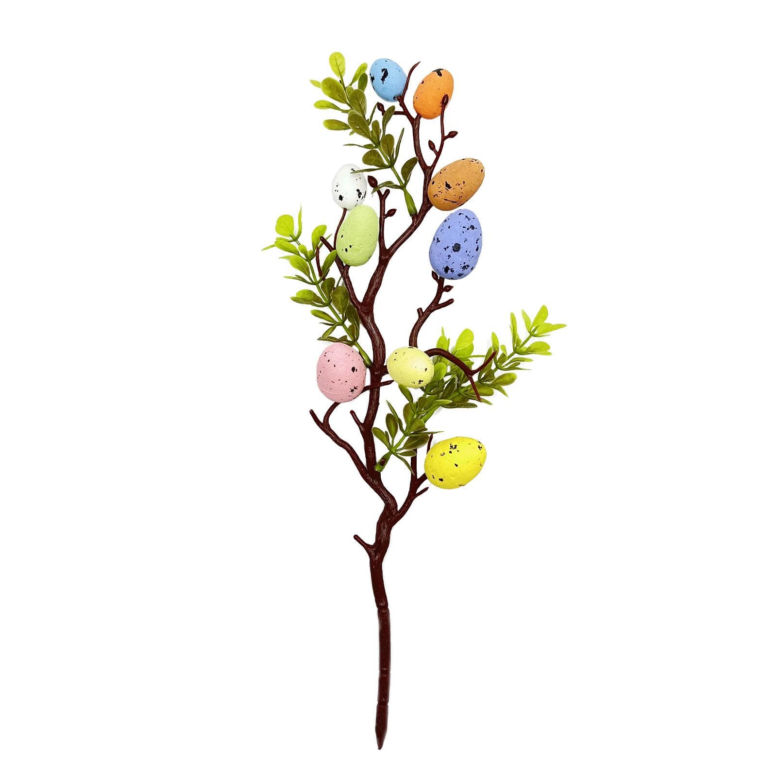 3pcs Easter Decoration Egg Tree Branch Colorful Foam Egg Stems for Easter Day Home Decoration 35cm