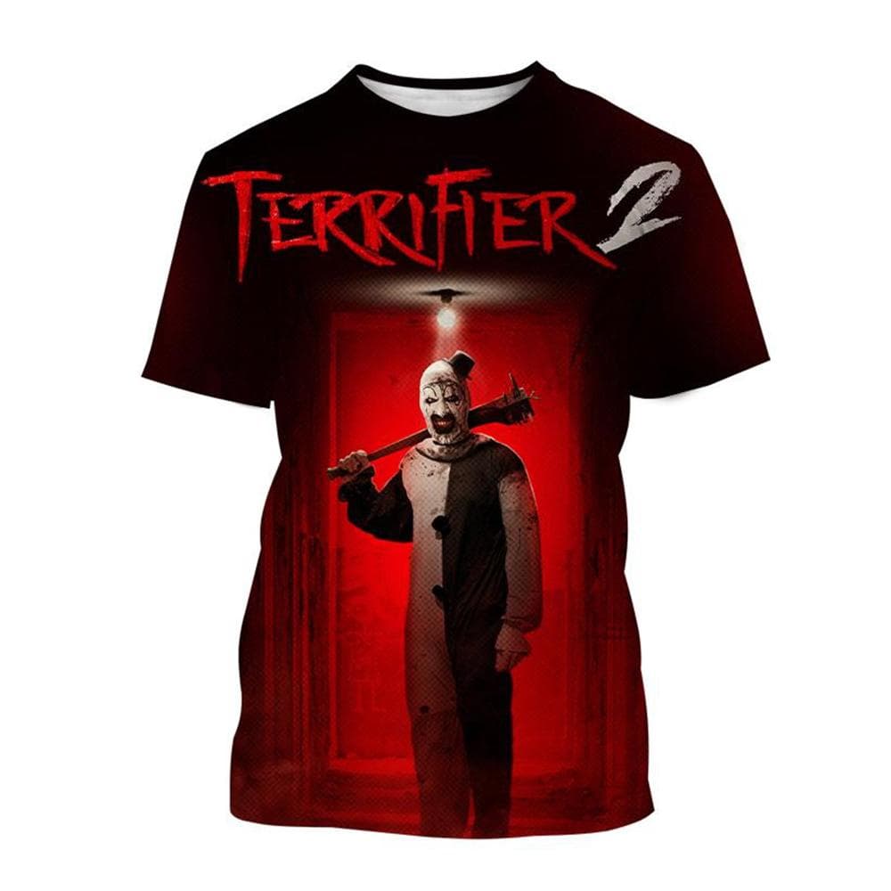 Summer Hot Selling Fashion Horror 3D Printing Horror Clown Creative Personality Casual T-shirt Plus Size Tee Top L