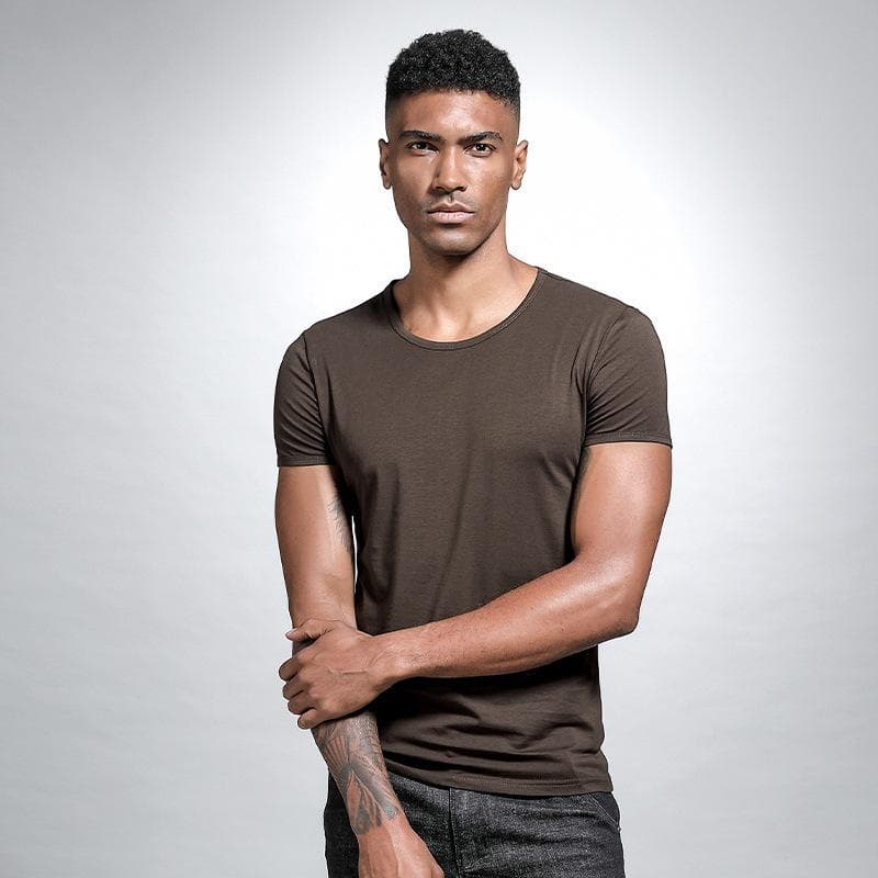 Men's Slim Fit Solid V-Neck White T-Shirt - Short-Sleeved, Sweetheart Collar, Tight Bottoming Shirt XL