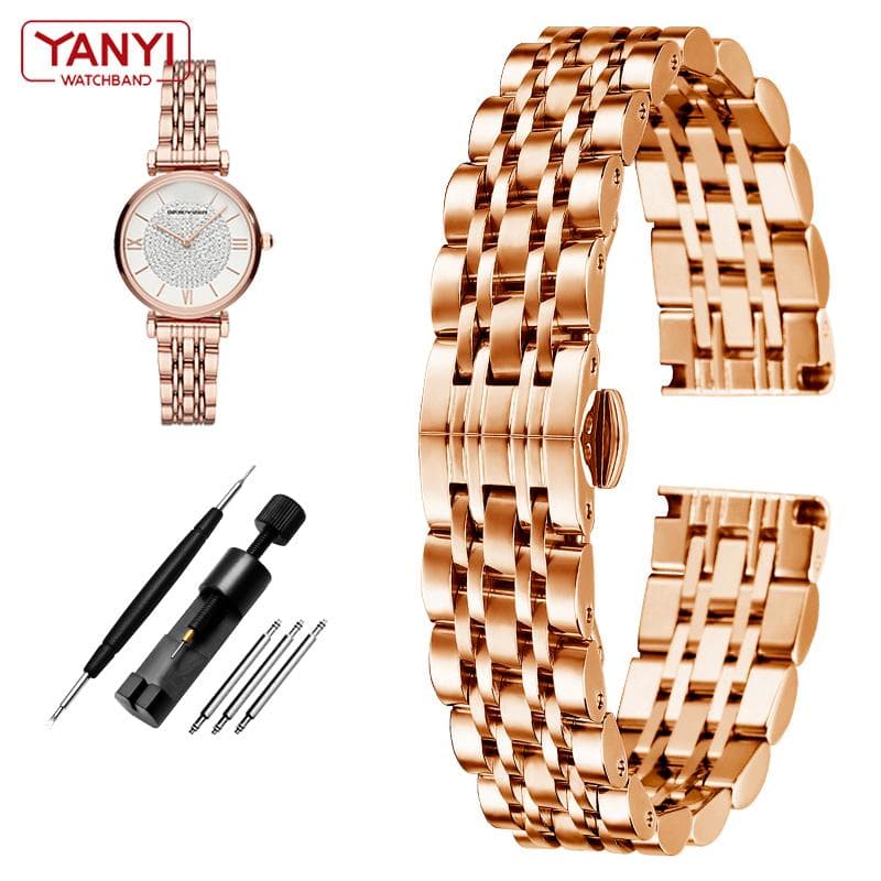 Stainless Steel Watchband For Armani AR1908 AR1909 AR1926 AR1925 AR11244 watches strap 14mm women lady Metal Wristwatches Band 14mm