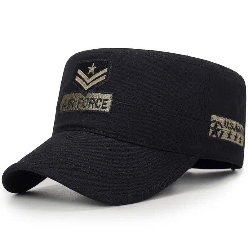 Four Seasons Hat Men's Korean Spring And Autumn Baseball Cap Cotton Outdoor Flat Military Cap Camouflage Embroidery Cap black