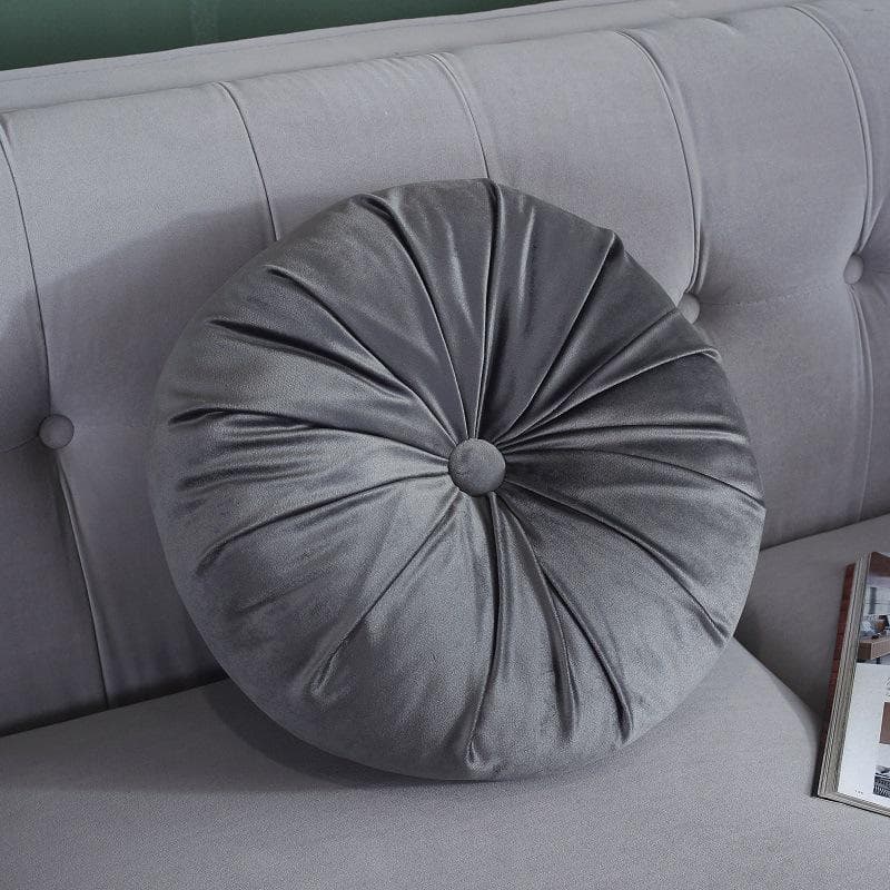 Round Pumpkin Velvet Cushion - Plush Solid Color Waist Support Pillow Diameter 35cm