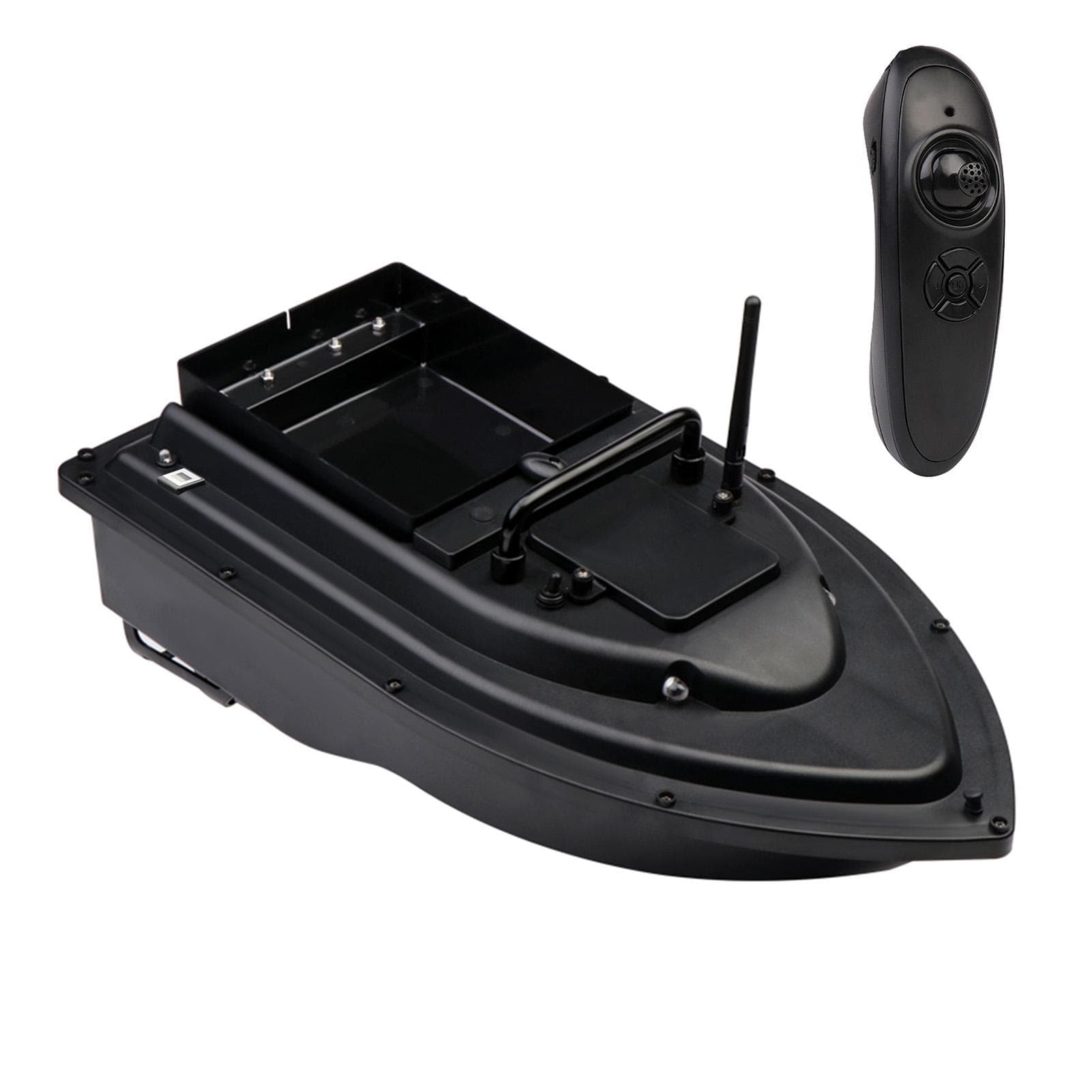 RC Fishing Bait Boat RC Boat Fish Finder 0.75kg Loading 500M Remote Control Double Motor Night Light UK PLUG-5200mah battery black