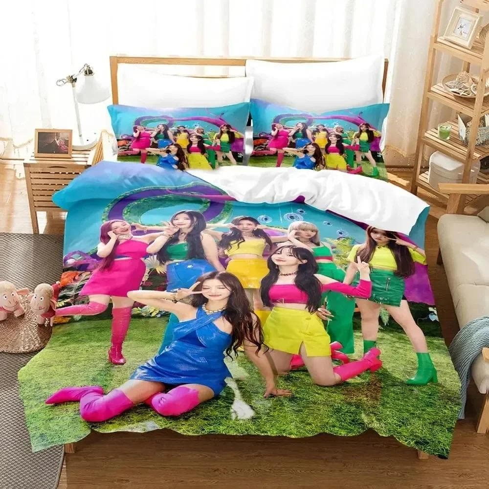 3D Print Kpop NMIXX Bedding Set Duvet Cover Bed Set Quilt Cover Pillowcase Comforter king Queen Size Boys Adult Bedding Set 135x200cm 2pcs