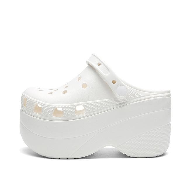 Super High 10cm Sandals Summer Women Slippers Platform Sandals Outdoor 2 Thick Street Beach Slippers Flip Flops Garden Shoes 39 white