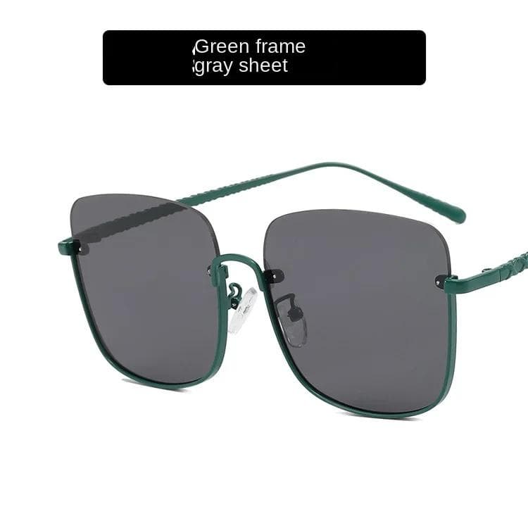 Oversize Square Half Frame Women Sunglasses Large Frame Sunglasses Thin Women Plain Concave Sunglasses As shown