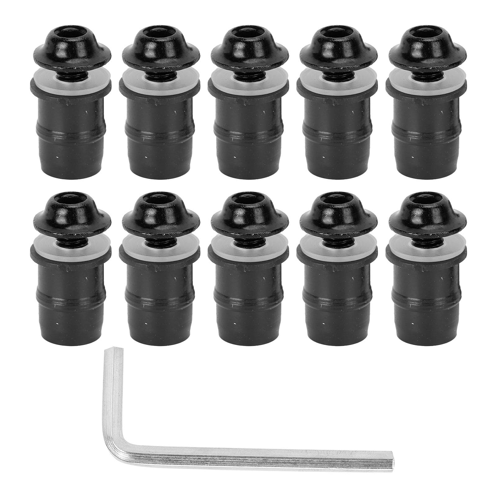 10PCS Motorcycle M5x16mm0.6in Windscreen Windshield Screw Bolts Kit Universal with WrenchBlack
