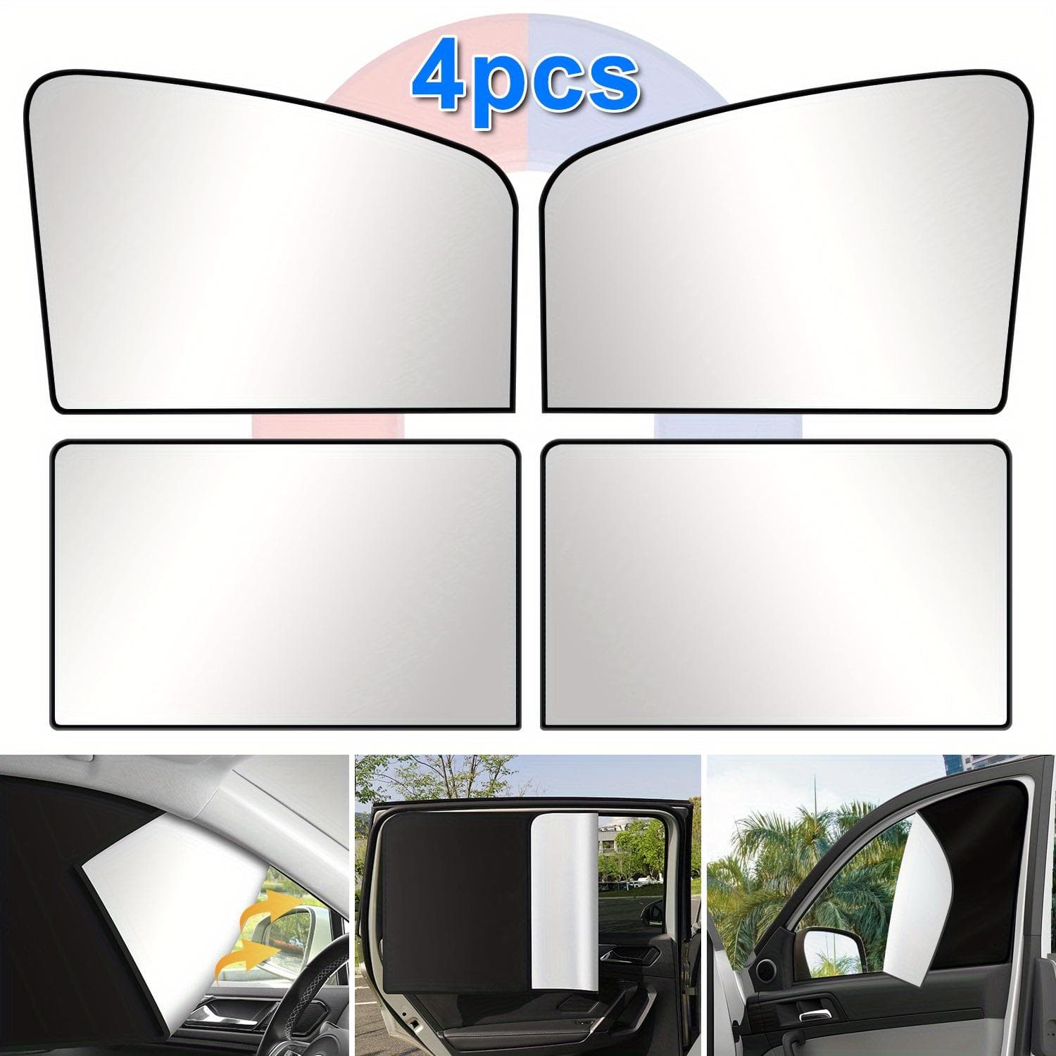 4 PCS Car Side Window Sun Shades, Magnetic Front Rear Window Shades for Sun Heat Blocking amp;amp;amp; UV Protection.