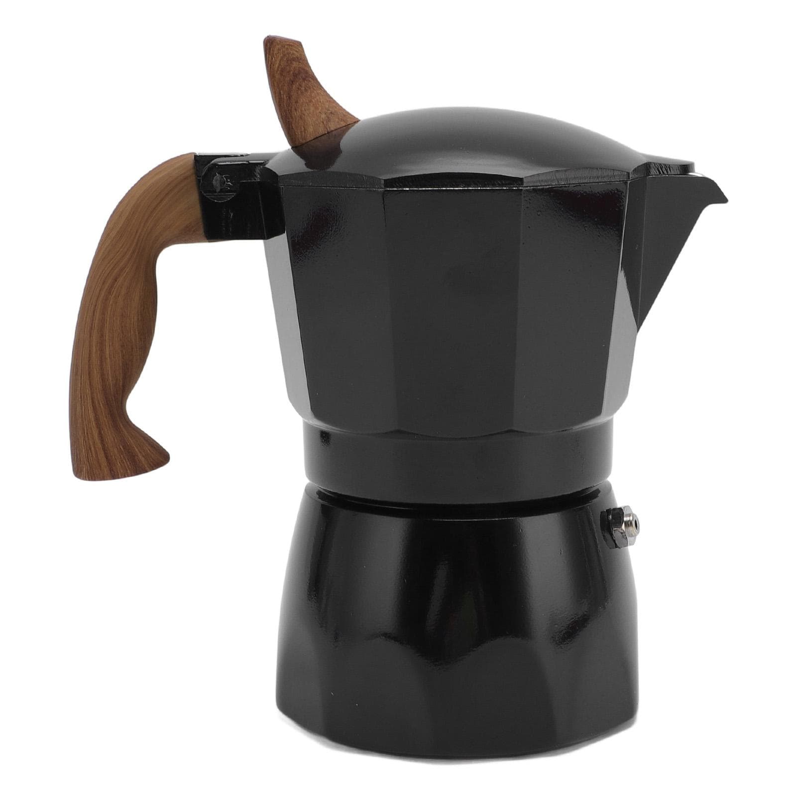 Mocha Pot 80ml Double Valve Design High Efficiency Extraction Stovetop Coffee Maker for Outdoor L(for 6.5-9kg) black