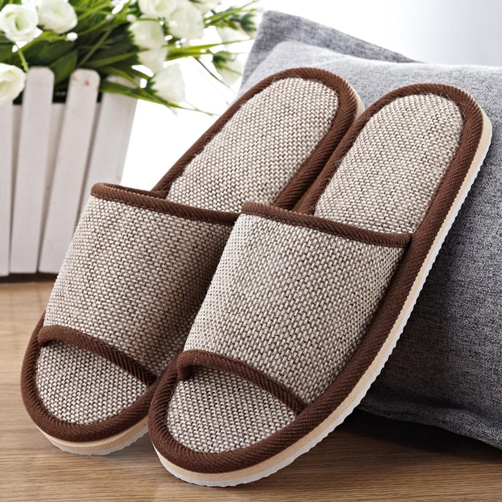 Womens Mens Couples Fashion Casual Home Slippers Indoor Floor Flat Shoes Sandals 42-43 coffee