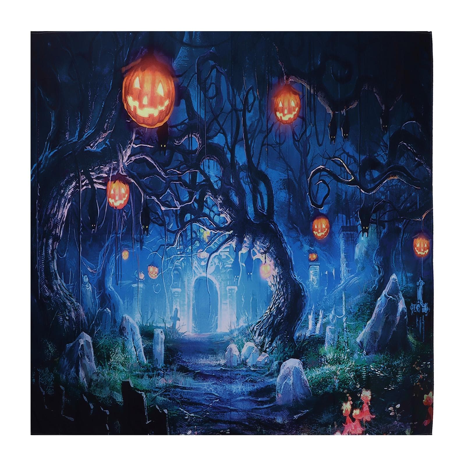 Halloween Backdrop Scary Cemetery Pumpkin Lantern Backdrop for Studio Props Photo Party Birthday 200x150cm