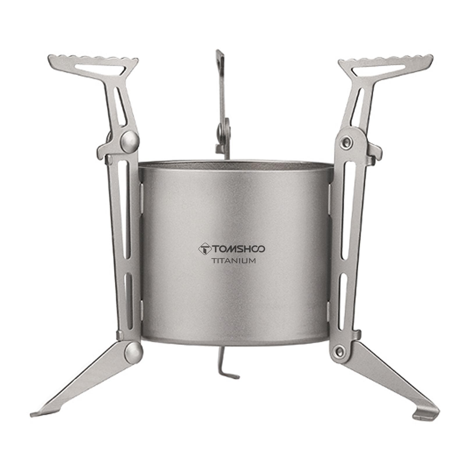 TOMSHOO Titanium Alcohol Stove with Foldable Legs and Pot Supports for Camping Hiking Backpacking