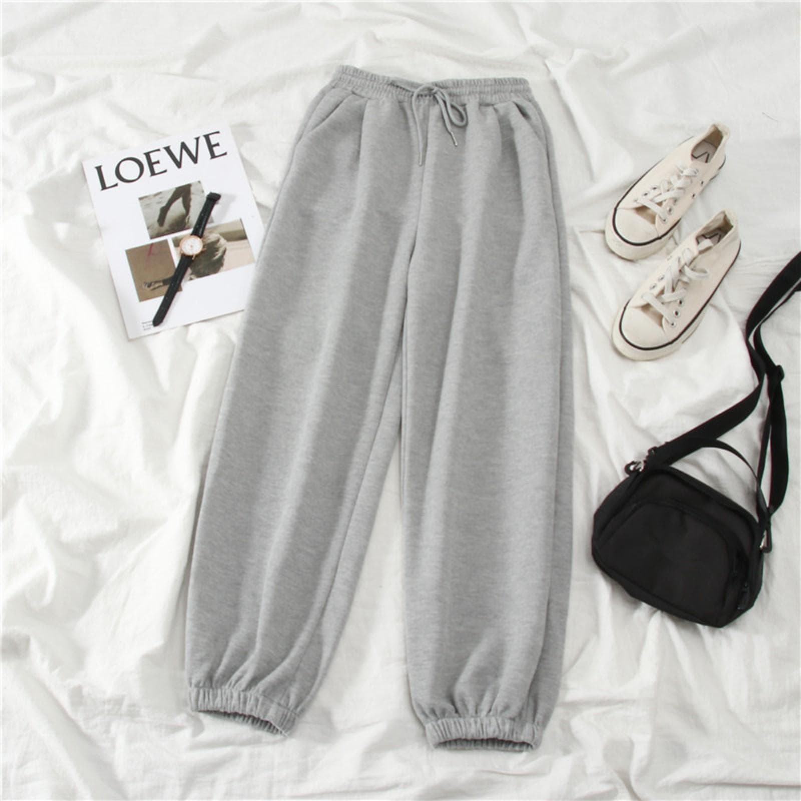 Women's Summer Casual Sports Pants Loose Leggings 5XL white