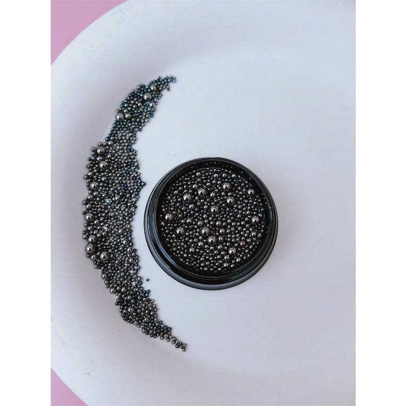 1 Box 3D Round Design Nails Art Decoration Ball, Steel Ball Diy Nails Supplies, Nails Charm, Small Steel Ball, Gold, Silver Color Nails Salon black
