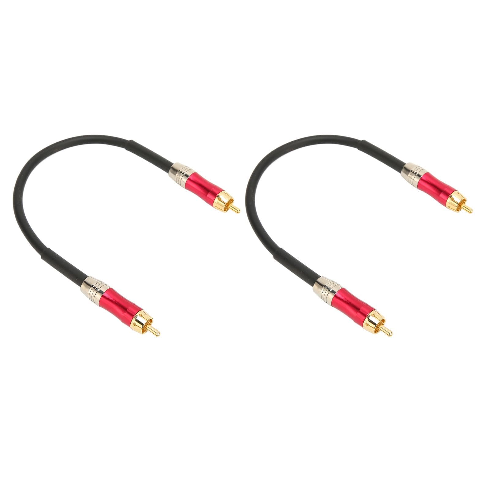 2pcs RCA Cable Professional Double Shielded Gold Plated Connector RAC to RCA Male to Male Cable for 0.3 Meter / 1ft red