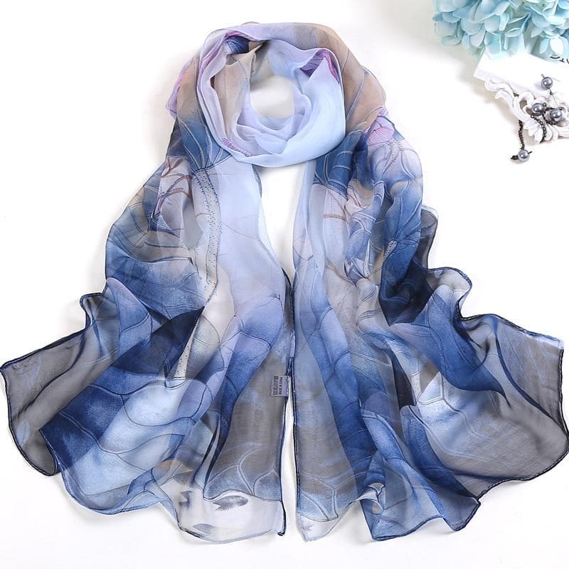 Fashion Spring Summer Women Floral Printing Beach Silk Scarf Shawls Female Long Wraps Beach Sunscreen Hijab