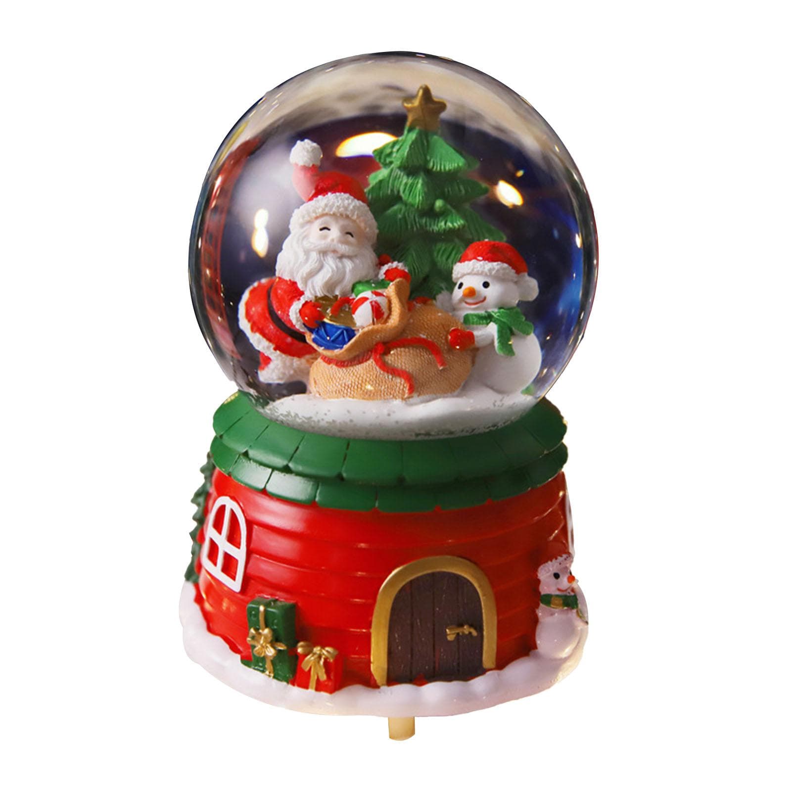 Christmas Music Box Musical Christmas Decoration Resin Crafts for Students Children 2022 Snowman Large with Snow Lights Music