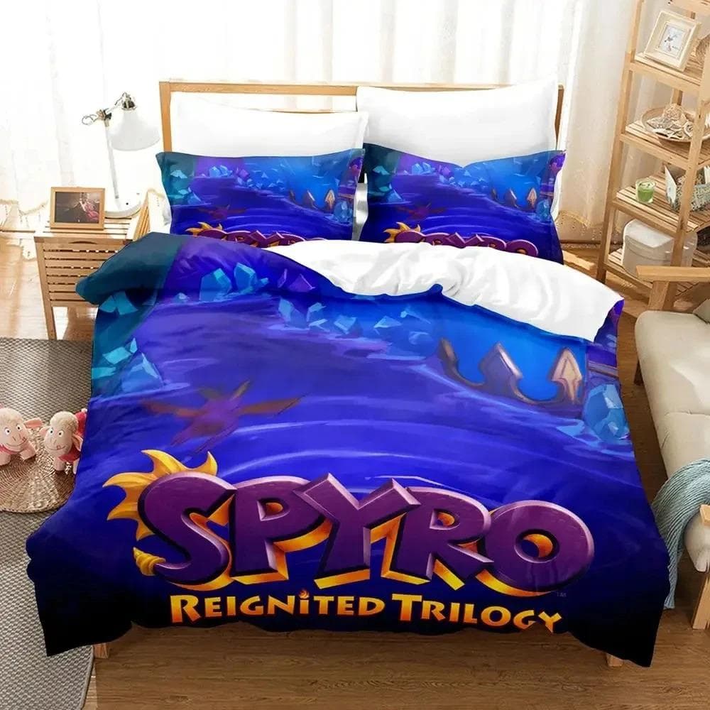Spyro Reignited Triology Bedding Set for Adults Boys Duvet Cover Bed Set Single Twin Full Queen bedding set Soft and comfortable EU Single 135x200cm