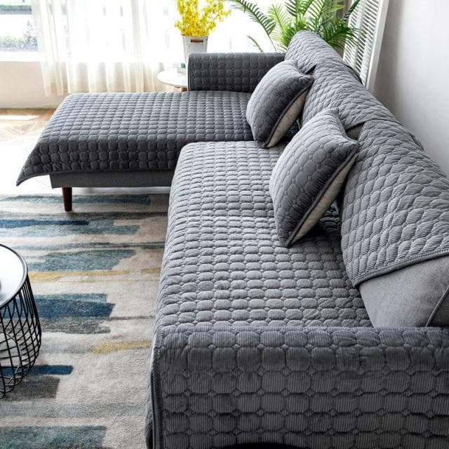 Solid Color Non-slip Sofa Cover Thicken Soft Plush Sofa Cushion Towel for Living Room Furniture Decor Slipcovers Couch Covers 90x180cm 1pc grey