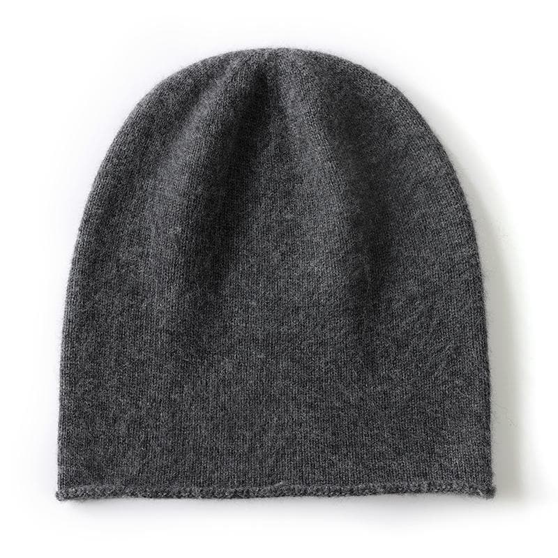 Winter 100% Cashmere Knitted Unisex Warm Hat High Quality Solid Leisure Sleeve Hat Men's And Women's High Quality Hat One Size