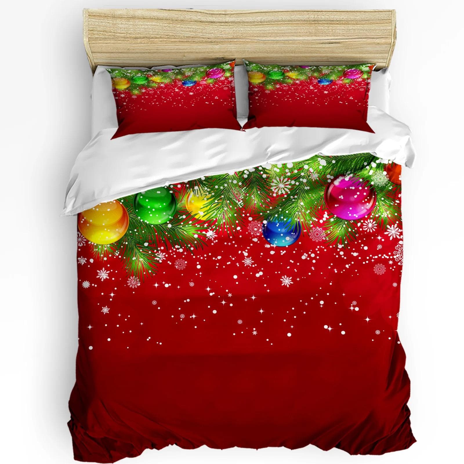 Christmas Tree Ball Duvet Cover Bed Bedding Set For Double Home Textile Quilt Cover Pillowcases Bedroom Bedding Set (No Sheet) EU single(135x200cm)