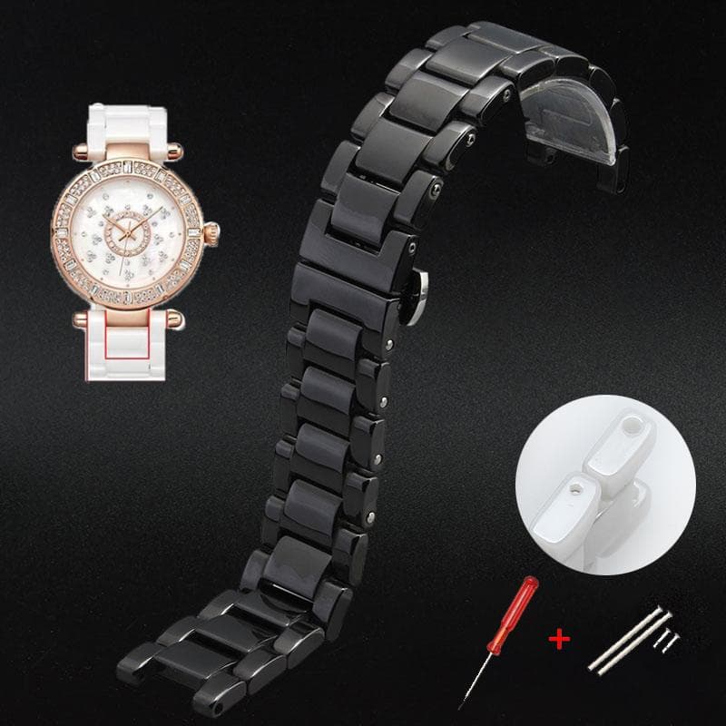 Notch Ceramic watchband 16-10mm 20-11mm 20-12mm watch strap for gc women man wristwatches band use screw bar Butterfly buckle 20-12mm
