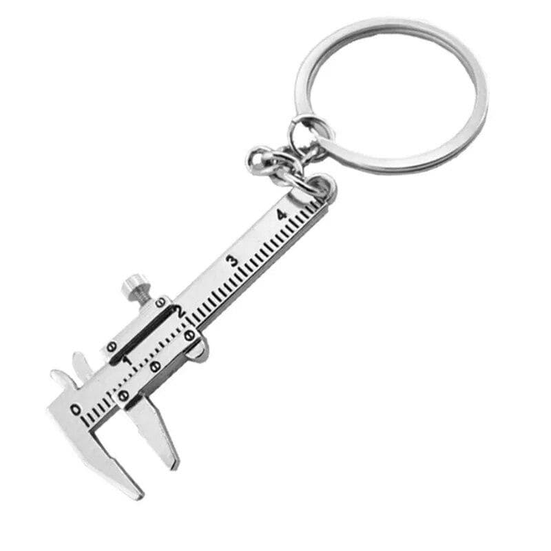 Mini Vernier Caliper Pocket Key Chain Keyring Ornaments Small 3D Movable Precision Measure Tool Accessories Slider Ruler Alloy silver