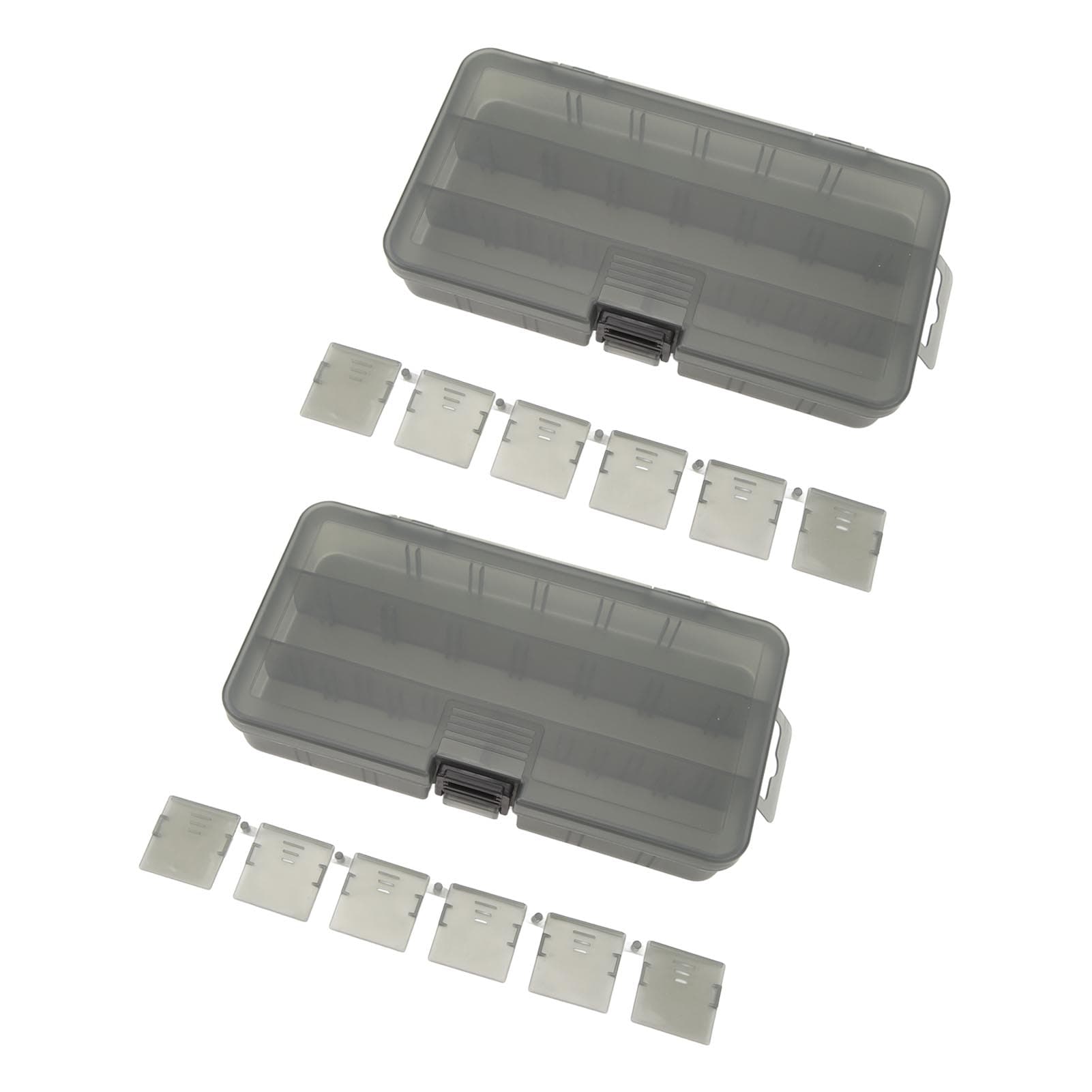 2pcs Fishing Tackle Accessory Box Dark Color Transparent Visible Plastic 4 Compartments with