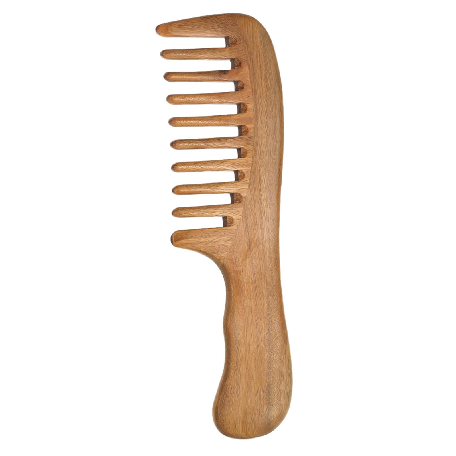 1 Pc Wooden Comb Natural Green Sandalwood Handmade Wide Tooth Wooden Comb Massage Comb Handmade brown