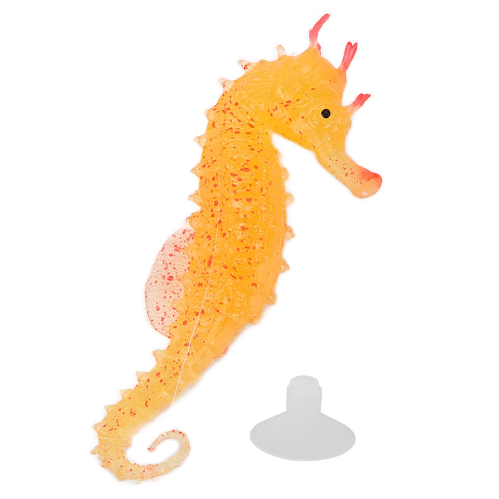 Simulation Seahorse Realistic Luminous Silicone Hippocampus with Suction for AquariumsYellow yellow