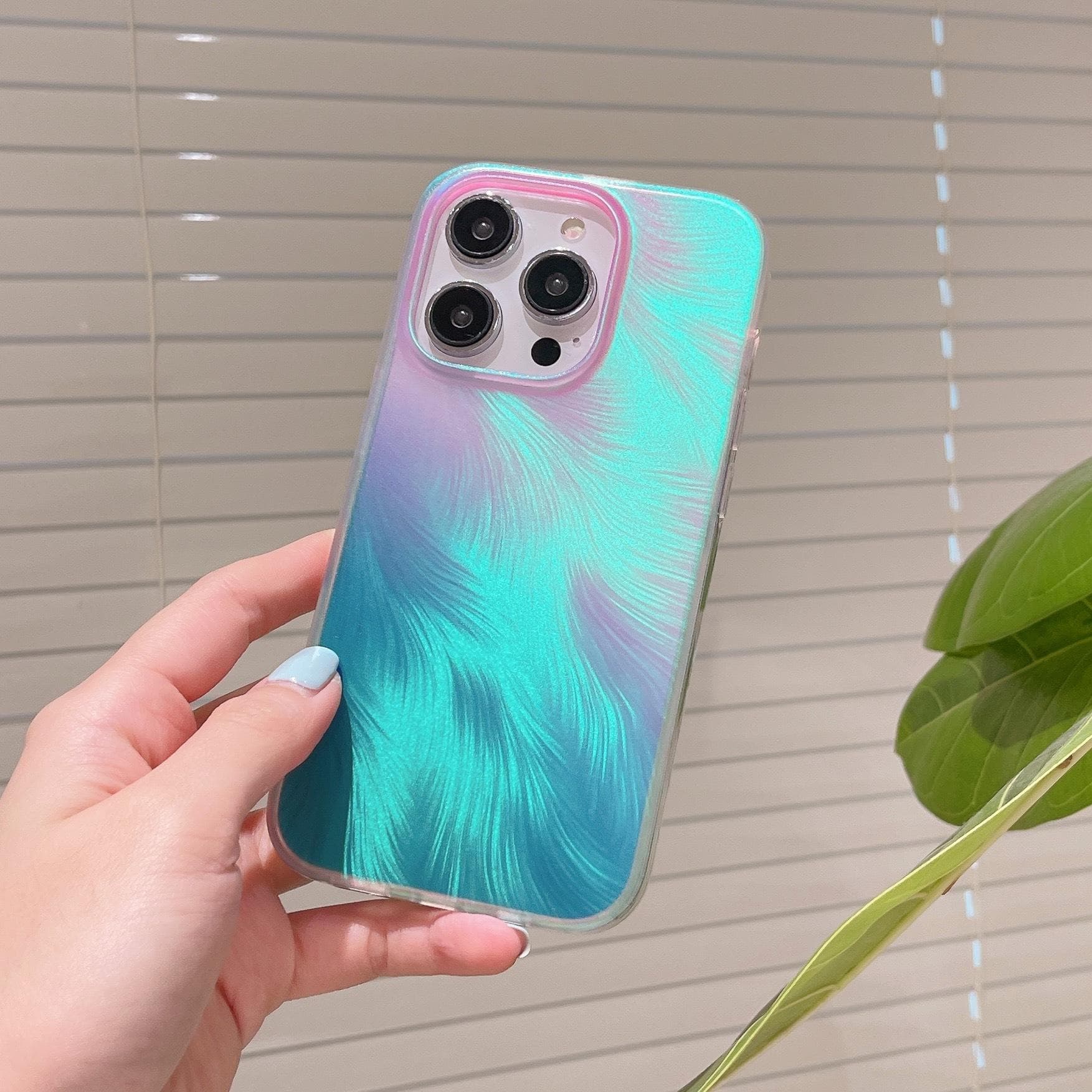 Laser Gradient Colorful Matte Feather Suitable for IPhone14ProMax Phone Case Apple 15 Chameleon 13 Women iPhone12proMax
