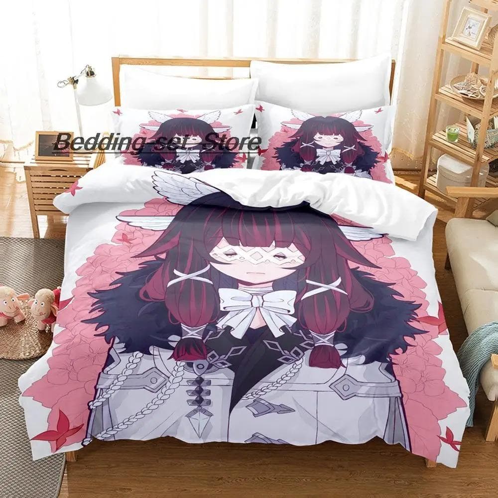 Game Genshin Impact Columbina Bedding Set Single Twin Full Queen King Size Bed Set Aldult Kid Bedroom Duvetcover Sets Anime Bed AU Queen 210x210cm