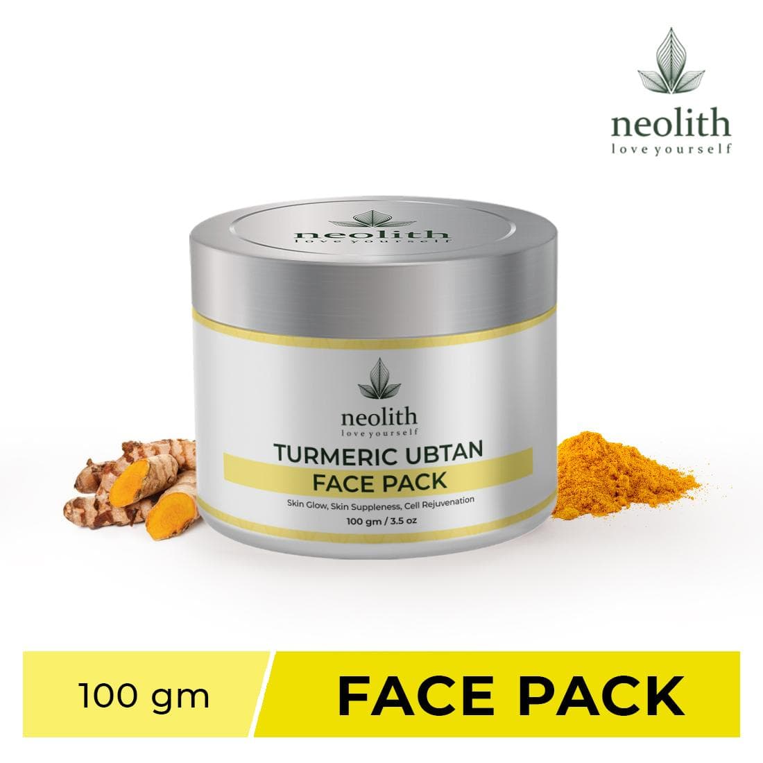 Neolith Turmeric Ubtan Face Clay Mask for Anti-acne, Skin Brightening, Whitening, Tan Removal, Oil Control, Black head removal, Anti aging | 100gm 100 GM yellow