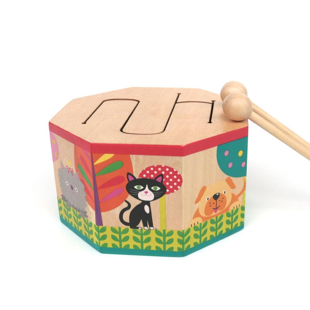 Cartoon Wooden Drum 3-tone High Medium Low Drum Hand Drumming Environmentally Wood Octagonal Drum multicolour