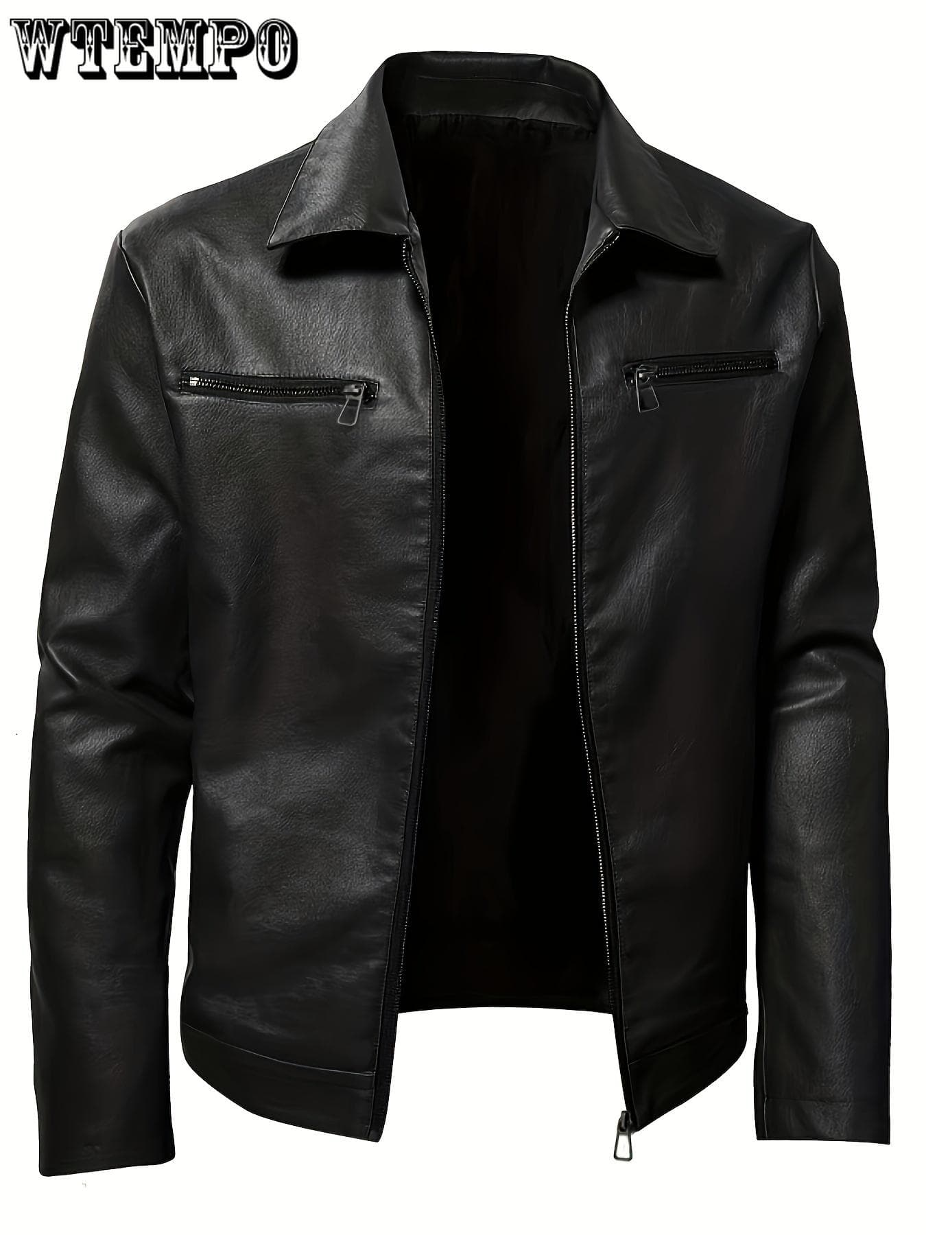 Men's Plus Size PU Leather Jacket - Cool Fashion Jacket - Stylish & Durable PU Leather - for Men - Gift Idea for Fashionable Guys L black