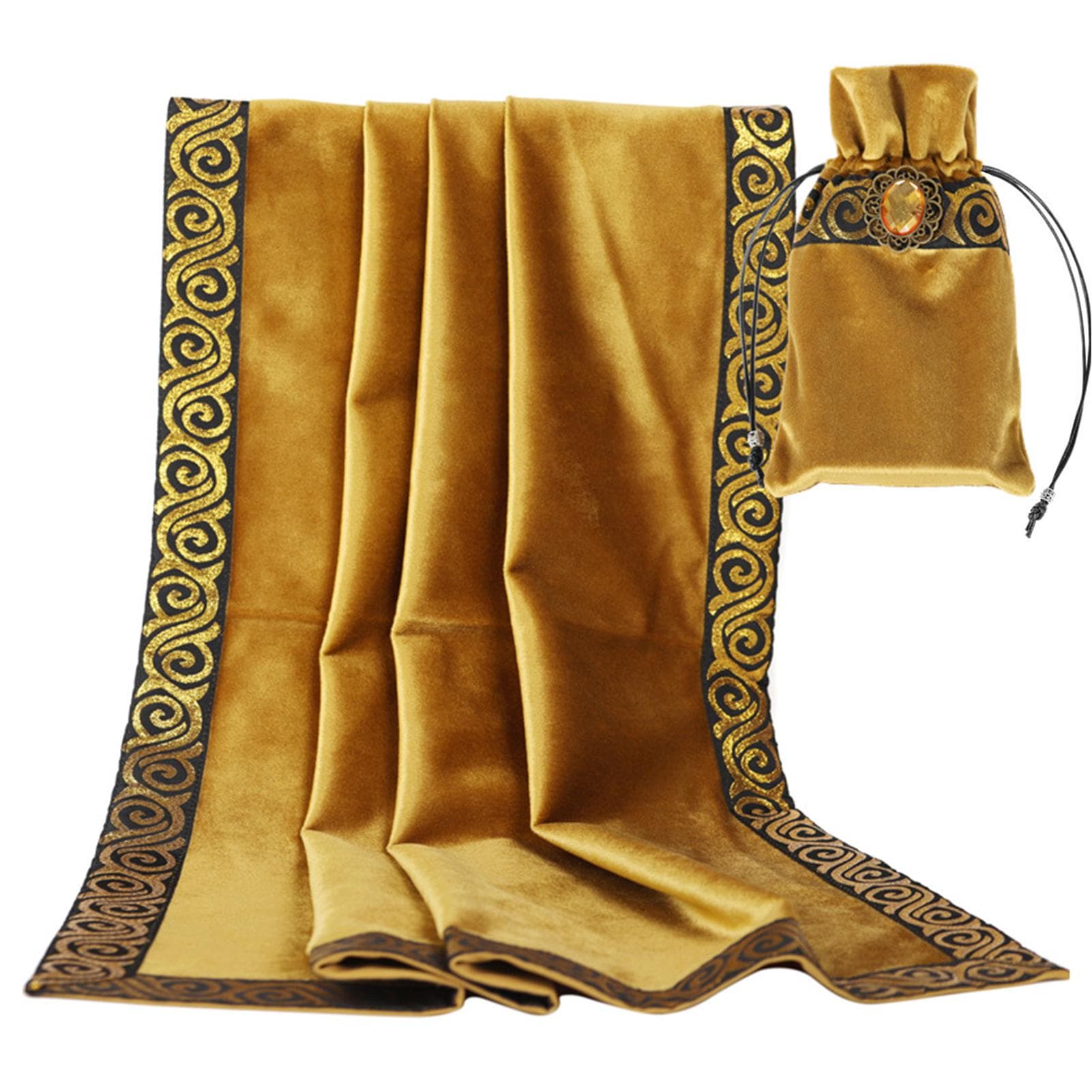 Altar Tarot Table Cloth Velvet Tarot Divination Tablecloth with Tarot Cards Bag Board Game Gold braid gold