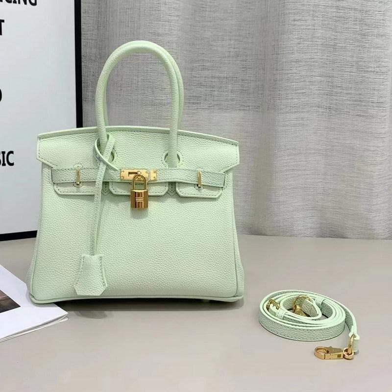 New Gold Buckle Silver Buckle Layer Cowhide Togo Platinum Bag Genuine Leather Women's Bag Hand-held Bag 25x13x19cm