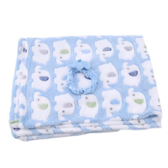 Coral Fleece Blanket Elephant Printing Air Conditioning Blanket Soft Lovely Cape Rolls Carpet Home Textile One Size blue