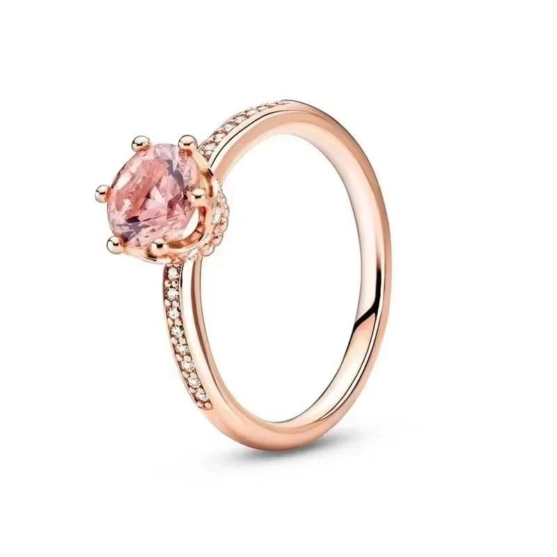 925 Sterling Silver Classic Dazzling Crown Round Hearts Ring Exquisite Women's Light Luxury Charm Ring Jewelry Gift 5&cubic zirconia