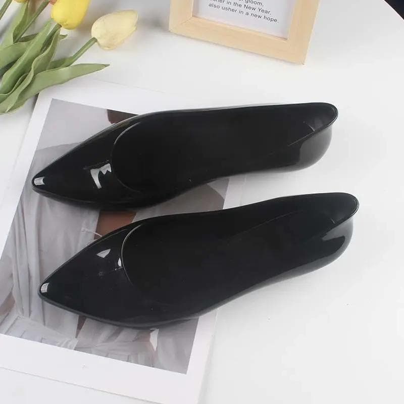 Transperant Jelly Shoes Women Plastic Summer Flats Shoes Pointed Toe Causal Shoes Slip on 2024 Spring New Female Flats Loafers 38-39 black