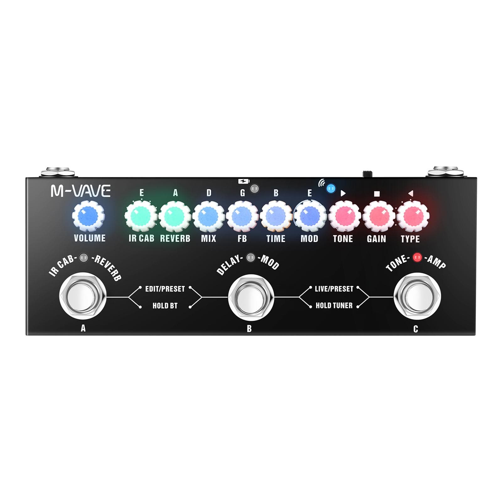 M-VAVE CUBE AC Portable Multifunctional Acoustic Guitar Combined Effect Pedal with Wireless Music for Electric Guitar black