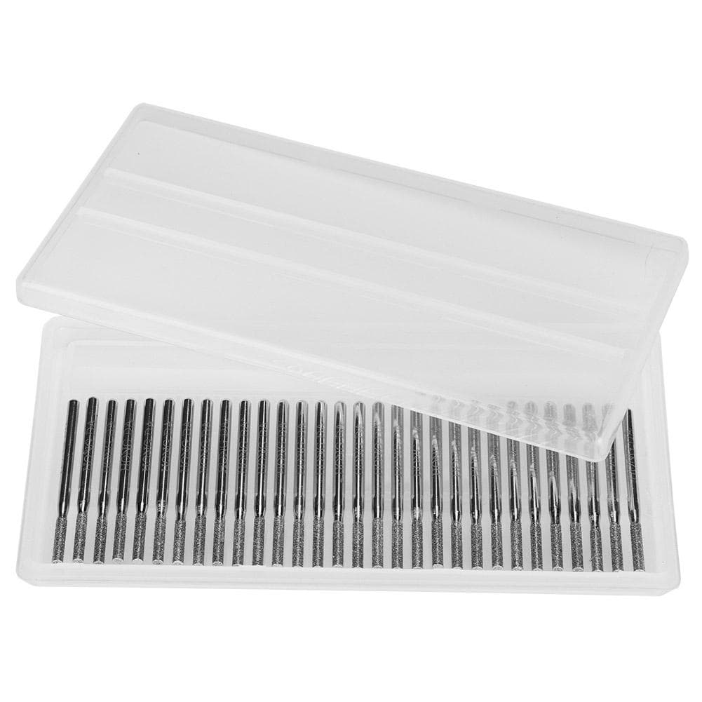 30pcs 2.5mm Cylinder Flat Diamond Bit Grinding Needle Power Grinder Carving Tools for Jades