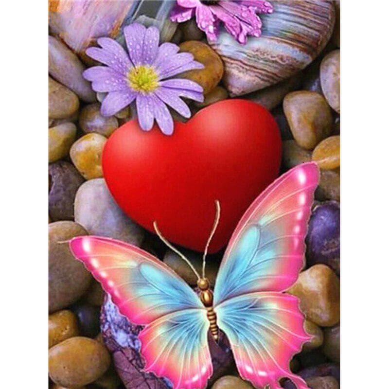 5D Diamond Painting Flower Rose Butterfly Cross Stitch Diamond Embroidery 20X30CM