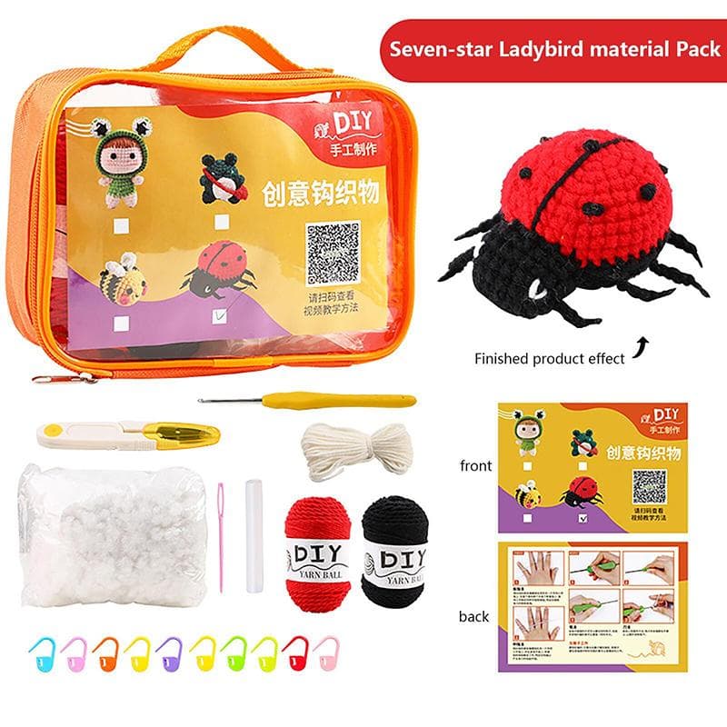 Beginner Crochet Kit with Crochet Hooks Yarn Set DIY Crochet Stuffed Animal Kit ladybird