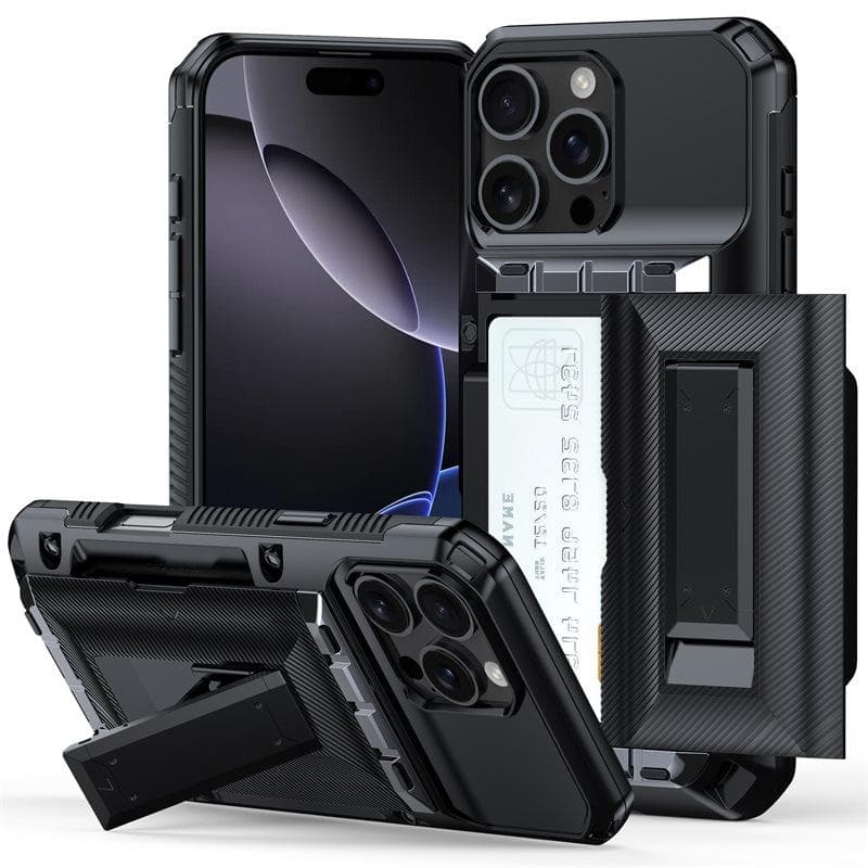 Cross-border Apple 13 Mobile Phone Case 16Pro Side Sliding with Bracket Card Advanced Feeling Iphone15 Hard Shell 4 iPhone11(6.1)