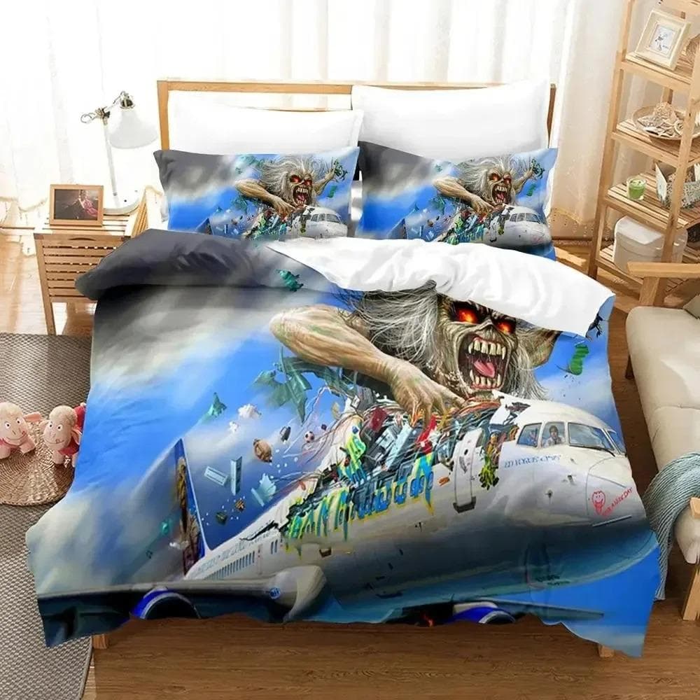 Iron Heavy Metal Maidens Bedding Set Duvet Cover Bed Set Quilt Cover Pillowcase Comforter king Queen Size Boys Adult Bedding Set 135x200cm 2pcs