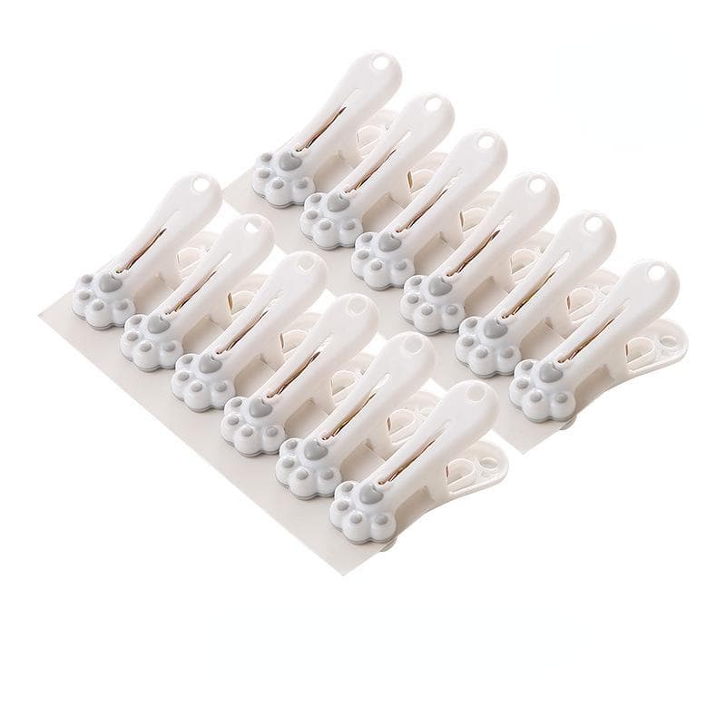 12Pcs Cat Clothes Pegs Dry Quilt Single Clothespins Household Cotton Quilt Hanger Fixed Windproof Clip Clothes Quilt Organizer light grey