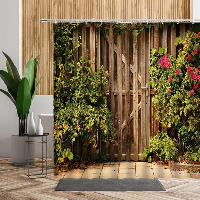 Home Wall Decor Shower Curtain 3D European Building Garden Flowers Patio Landscape Waterproof Polyester Bedroom Bathroom Curtain 150*180cm